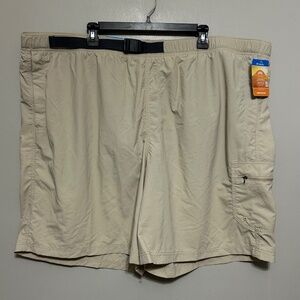Columbia Mens Swim Trunks 4X Khaki Tan Omni-Shade UPF 50 Resort Beach Vacation
